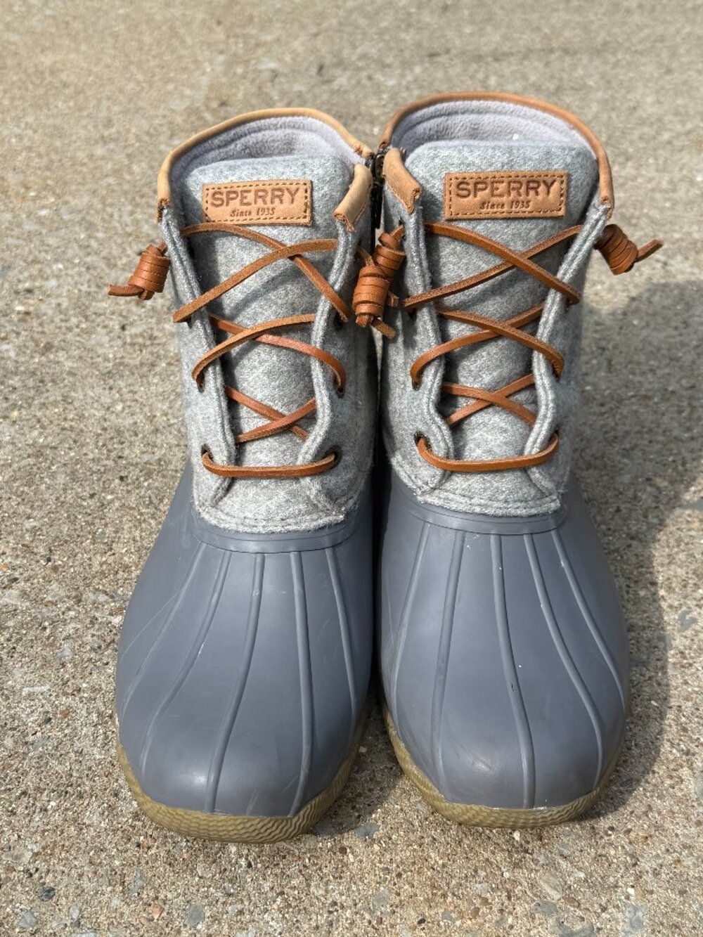 Sperry Saltwater Wool Duck Boots Womens 8.5 Gray Thinsulate Coastal Prep 4071